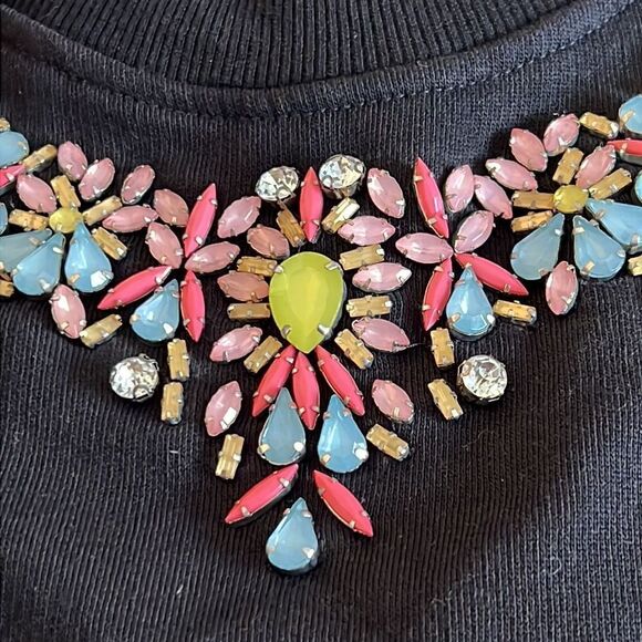 Anthropologie Hemant & Nandita Black Rhinestone Embellished Sweatshirt Sz XS - Picture 3 of 6